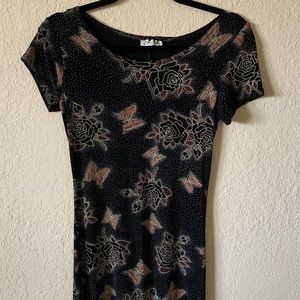 ES SE | Vintage 90s Glowy Butterfly Roses Dress